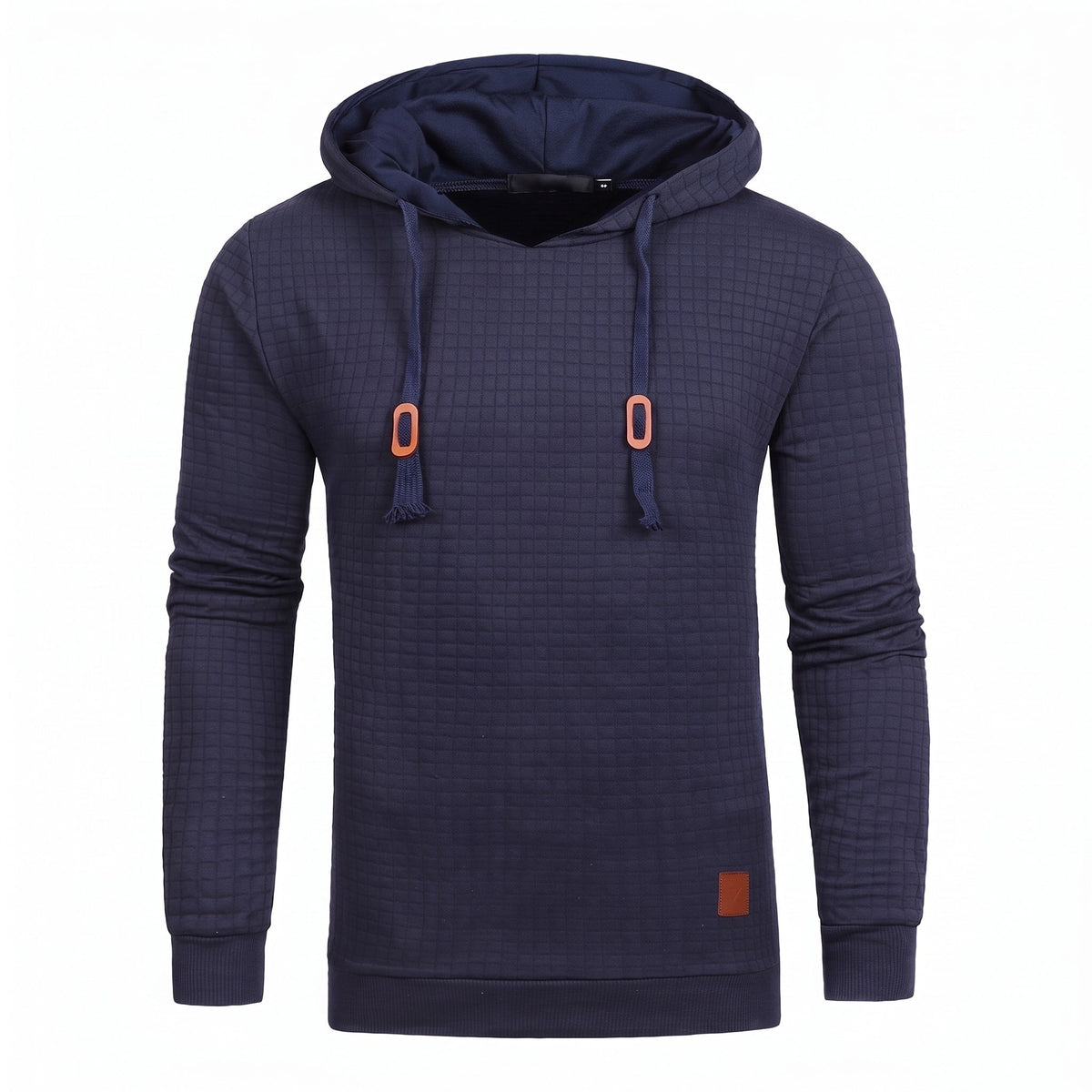 Arthur - Men's Basketweave Knit Hooded Sweater with Ribbed Cuffs - Hoodies - Blue - Sarvento