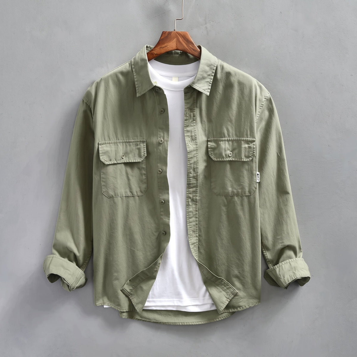 Arthur - Men's Button-Down Dual Flap Chest Pocket Shirt - Shirts - Beige - Parker&Brooks