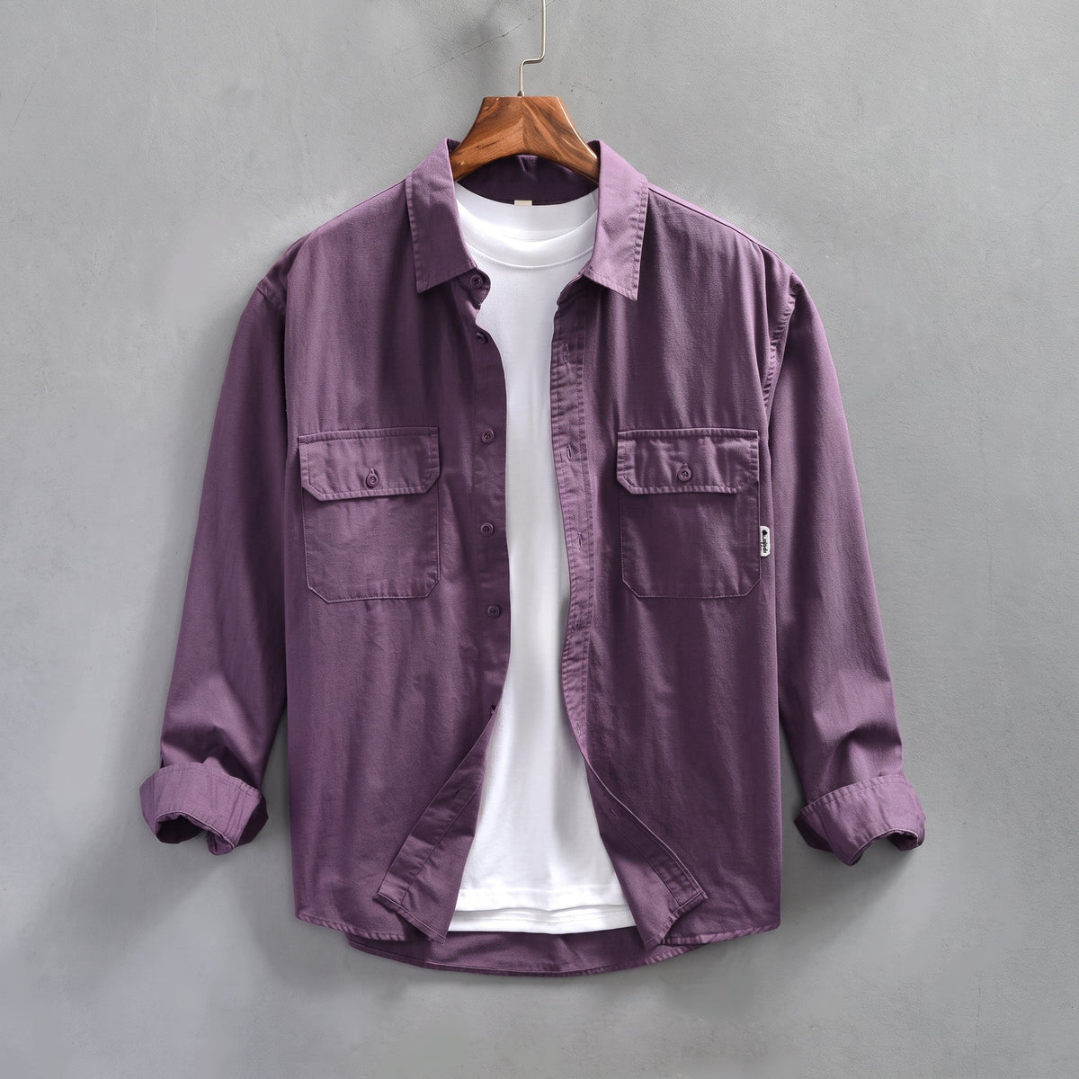Arthur - Men's Button-Down Dual Flap Chest Pocket Shirt - Shirts - Purple - Parker&Brooks