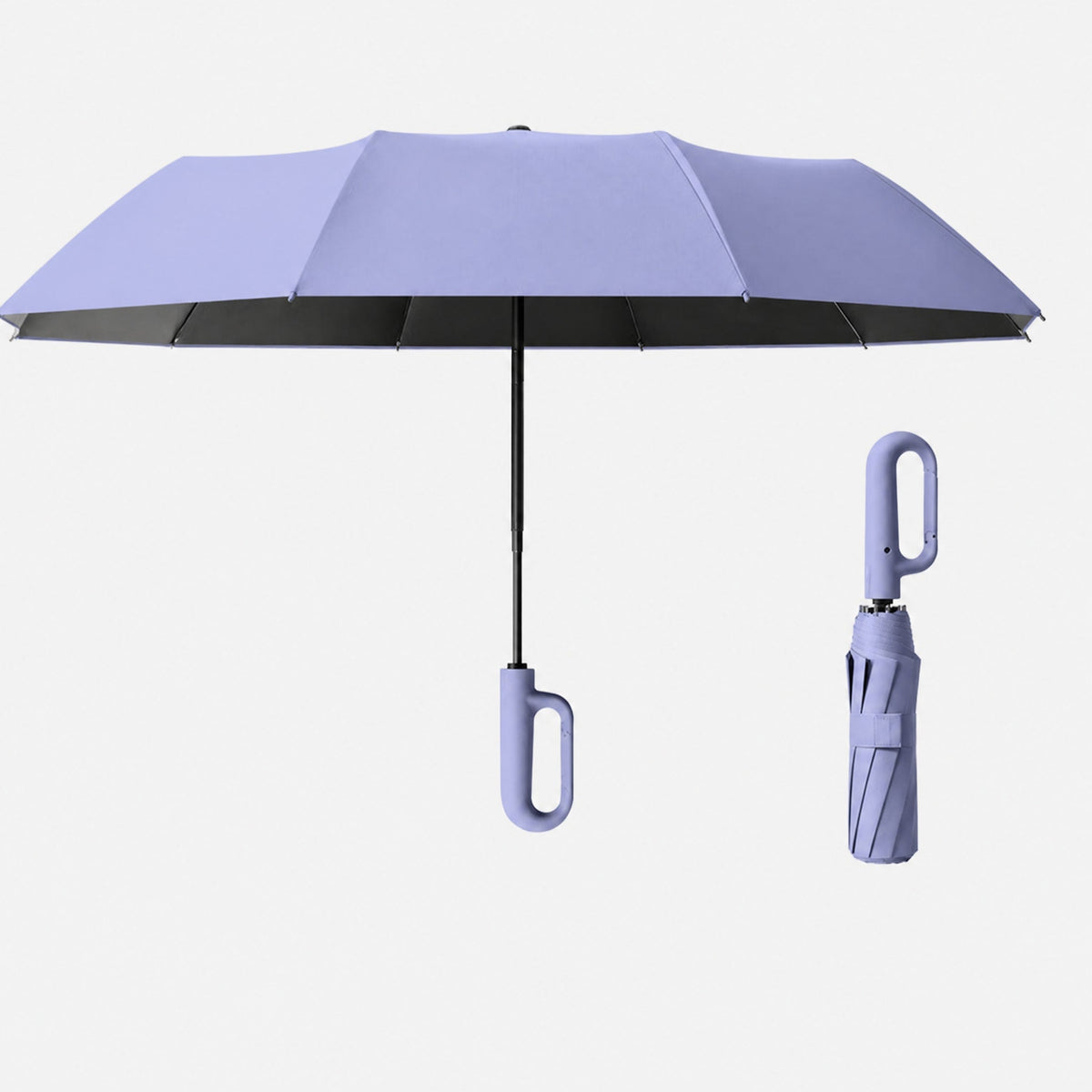 Automatic Windproof Compact Umbrella with Carabiner Handle - Rain Umbrellas - Purple - Parker&Brooks