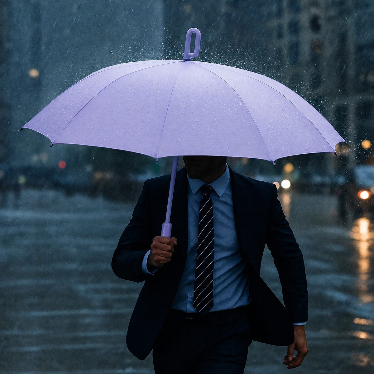 Automatic Windproof Compact Umbrella with Carabiner Handle - Rain Umbrellas - Purple - Parker&Brooks