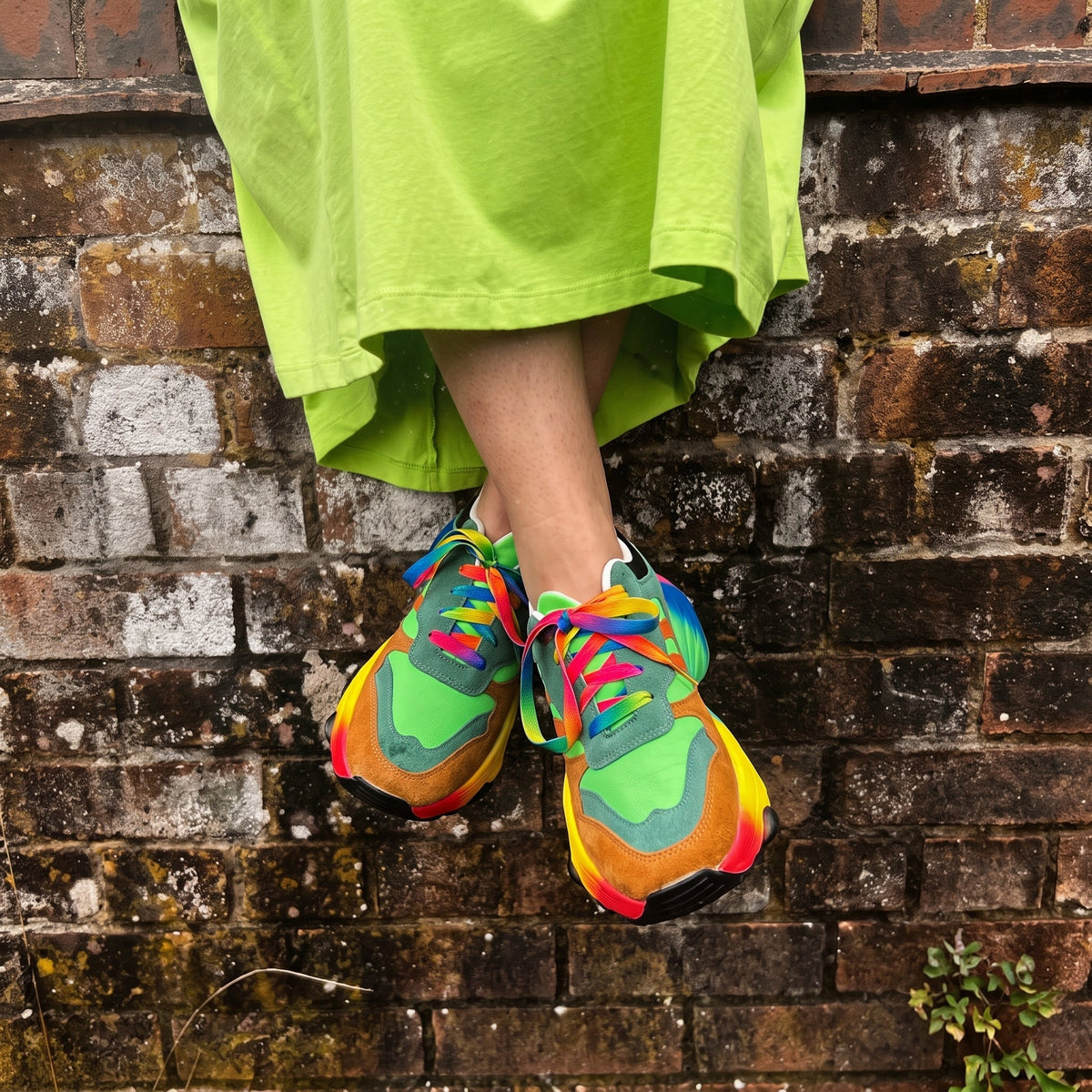 Ava - Women's Orthopedic Rainbow Multicolor Chunky Sneakers - Sneakers - Green - Parker&Brooks