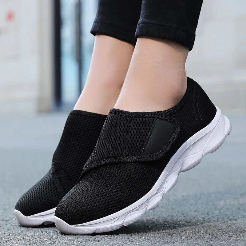 Charlie - Men's Orthopedic Slip-On Sneakers with Adjustable Strap - Sneakers - Black / White - Parker&Brooks