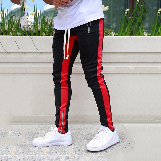 Charlie – Men’s Track Pants with Side Stripes and Ankle Zips - Track Pants - Red - Sarvento
