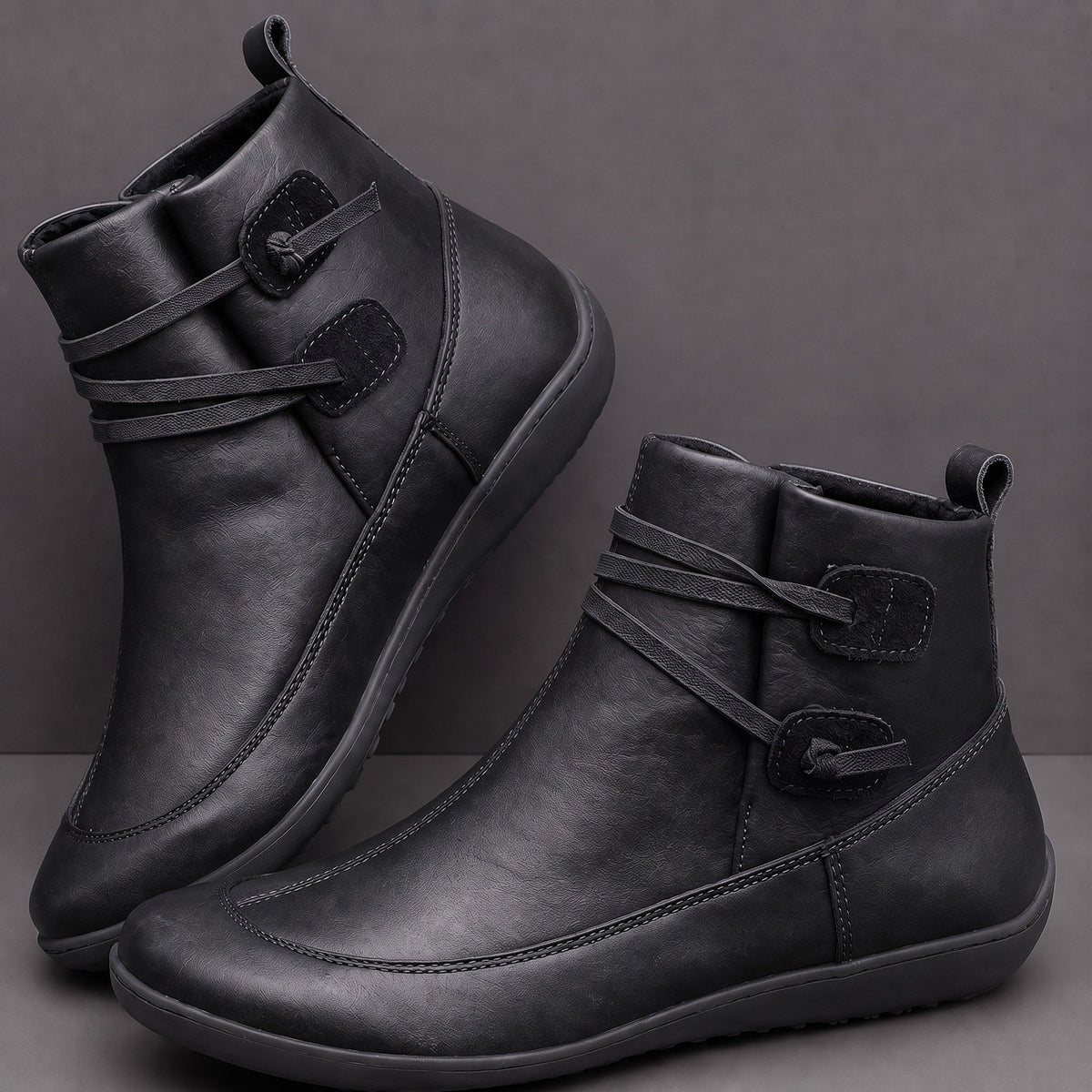 Charlotte - Women's Orthopedic Buckle Strap Ankle Boots - Boots - Black - Parker&Brooks