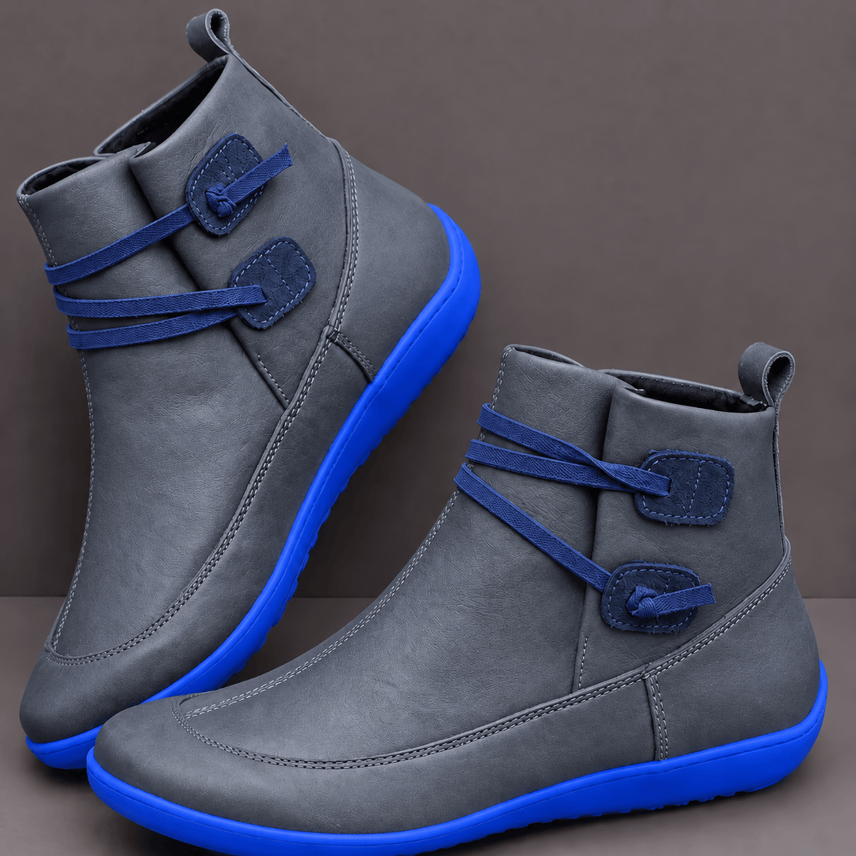 Charlotte - Women's Orthopedic Buckle Strap Ankle Boots - Boots - Blue - Parker&Brooks