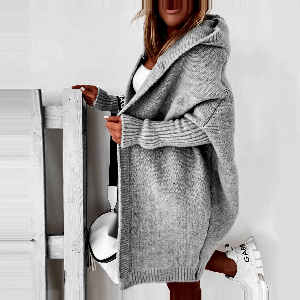 Charlotte - Women's Oversized Hooded Longline Cardigan - Cardigans - Grey - Parker&Brooks