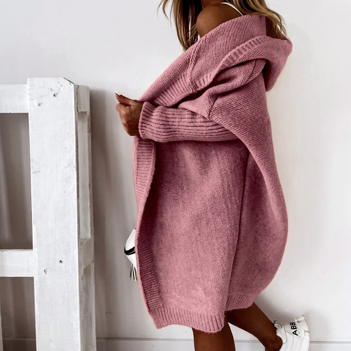 Charlotte - Women's Oversized Hooded Longline Cardigan - Cardigans - Pink - Parker&Brooks