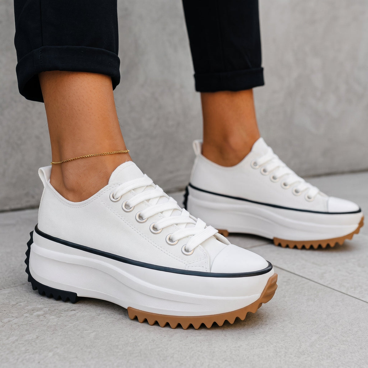 Colette - Women's Orthopedic Platform Sneakers with Lace-Up Front - Sneakers - White - Parker&Brooks
