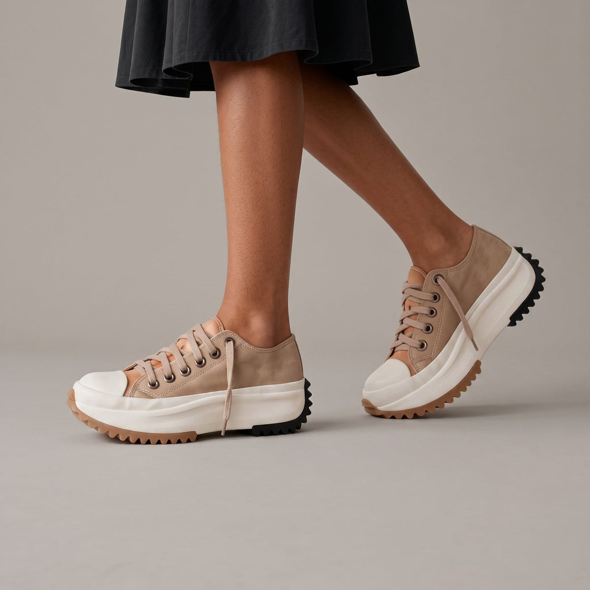 Colette - Women's Orthopedic Platform Sneakers with Lace-Up Front - Sneakers - Beige - Parker&Brooks