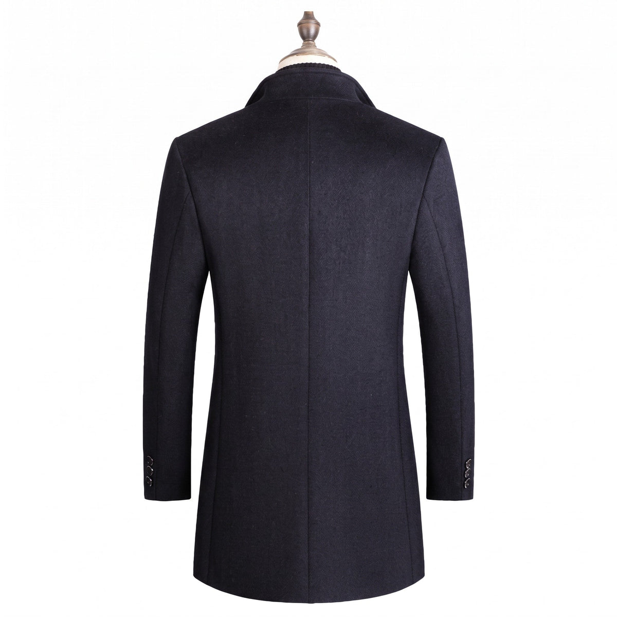 Edward - Men's Classic Tailored Single-Breasted Overcoat with Notch Lapel - Overcoats - Navy Blue - Sarvento