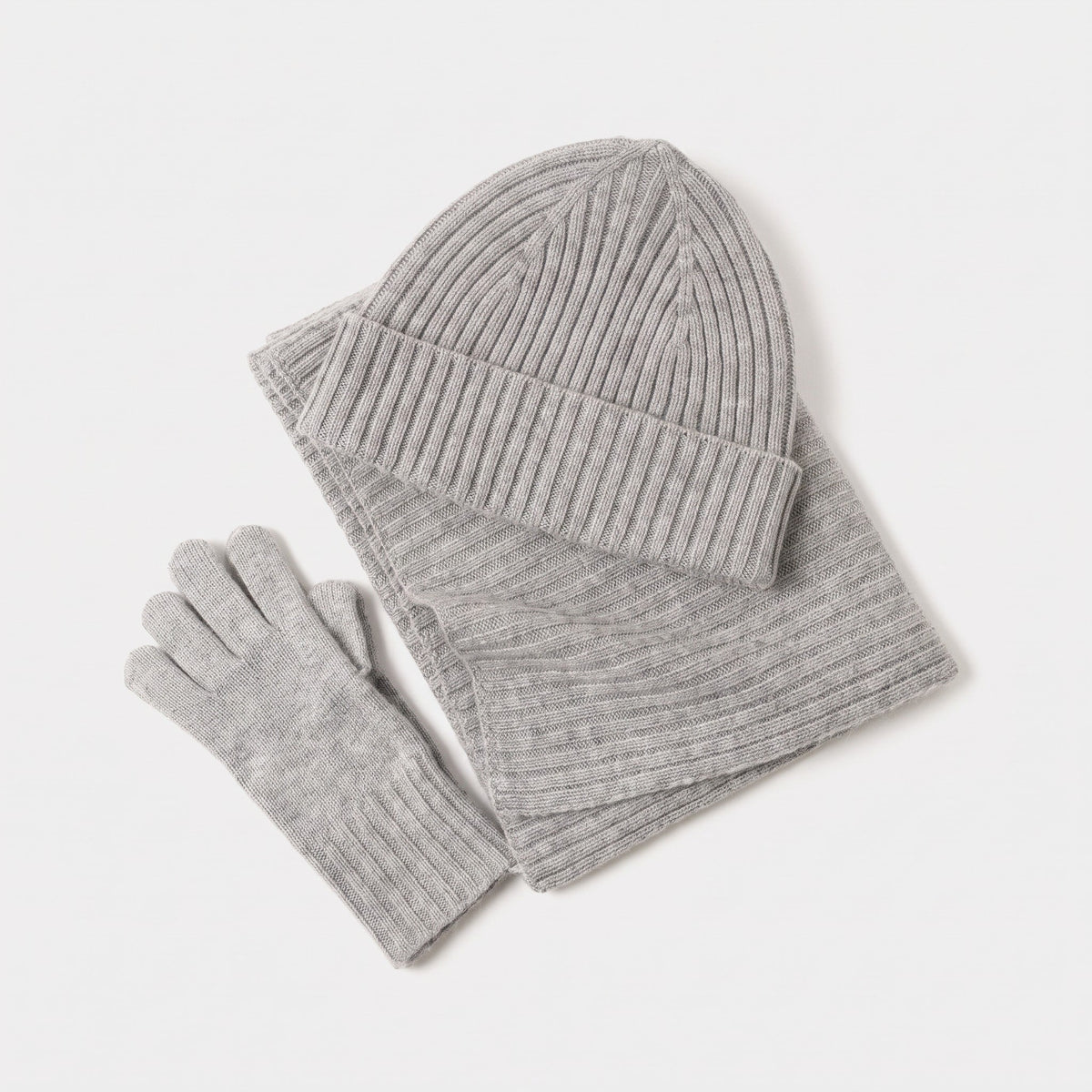 Eleanor - Women's Ribbed Knit Beanie Hat Scarf and Gloves Winter Set - Beanies - Brown - Sarvento
