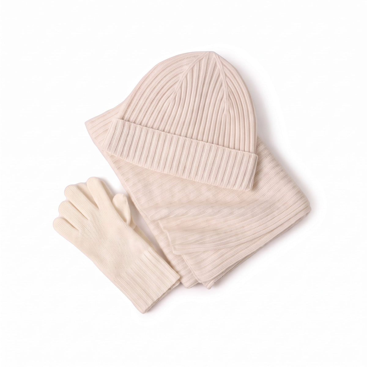 Eleanor - Women's Ribbed Knit Beanie Hat Scarf and Gloves Winter Set - Beanies - Black - Sarvento
