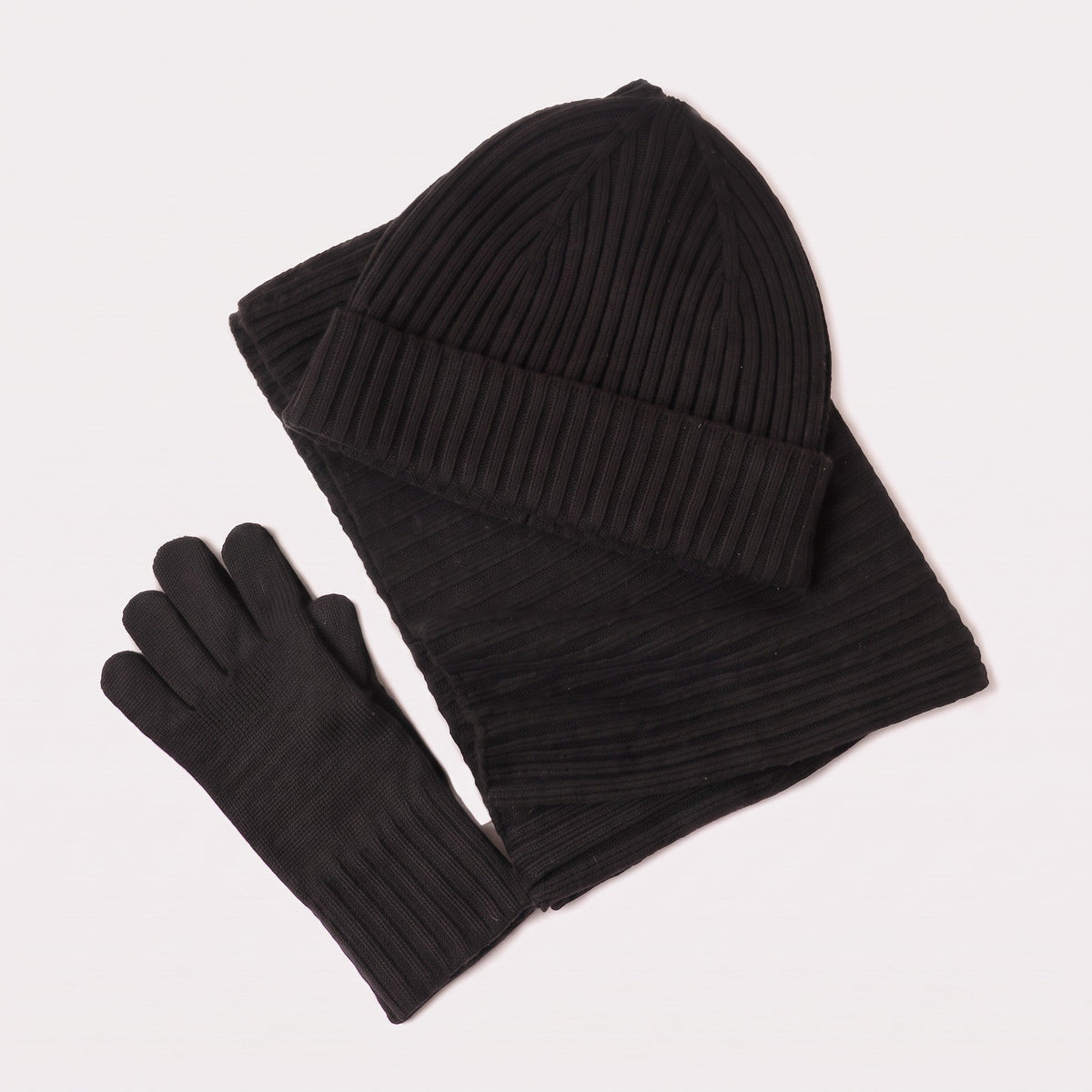 Eleanor - Women's Ribbed Knit Beanie Hat Scarf and Gloves Winter Set - Beanies - Ivory - Sarvento