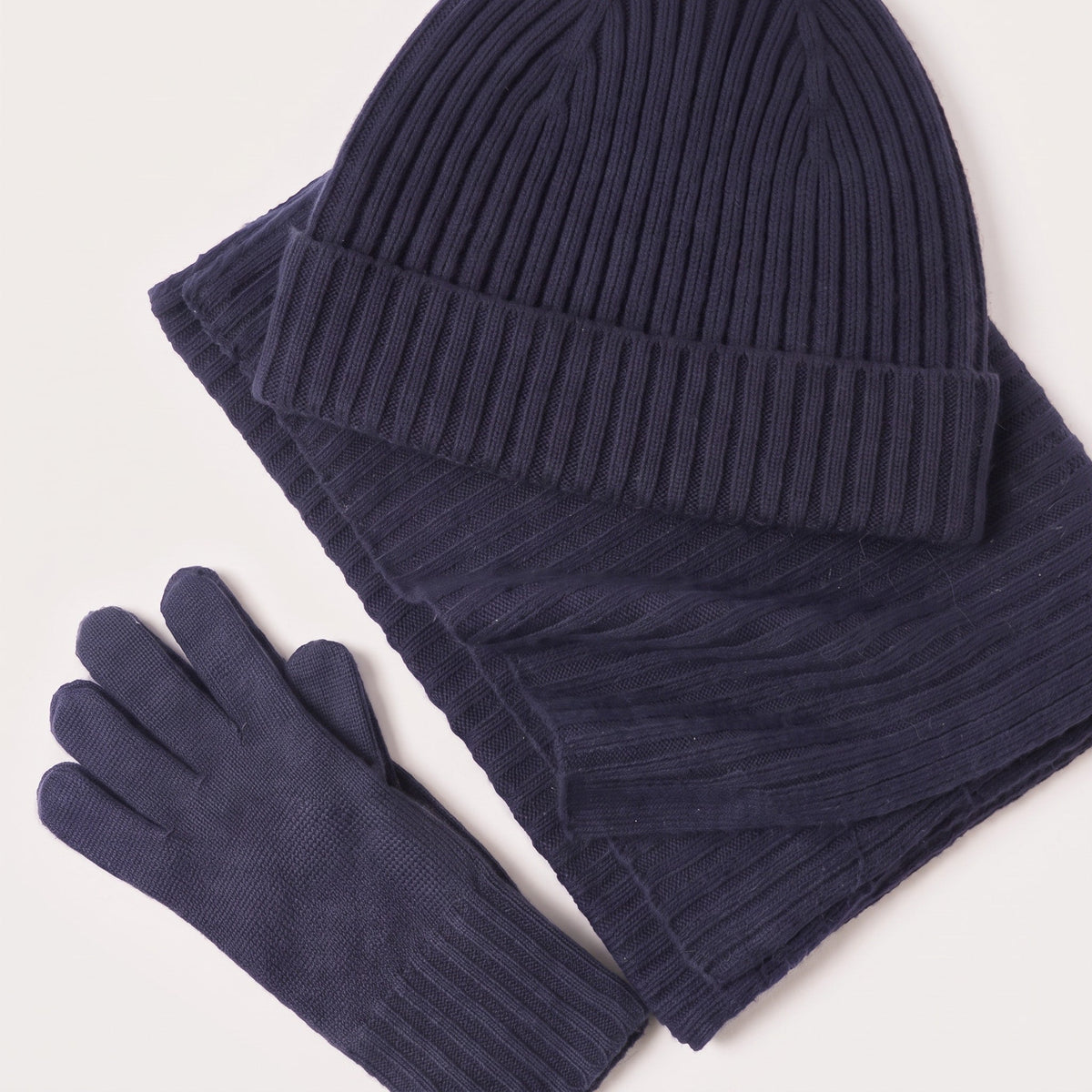 Eleanor - Women's Ribbed Knit Beanie Hat Scarf and Gloves Winter Set - Beanies - Brown - Sarvento