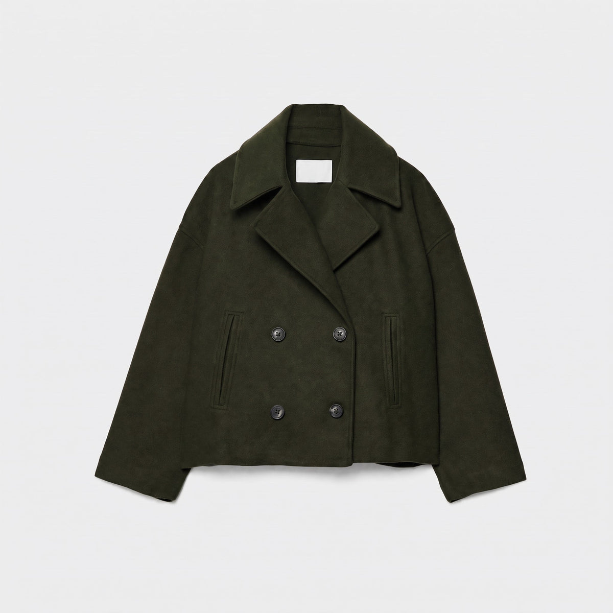 Eloise - Women's Double-Breasted Cropped Jacket with Notched Lapel - Blazers - Green - Sarvento