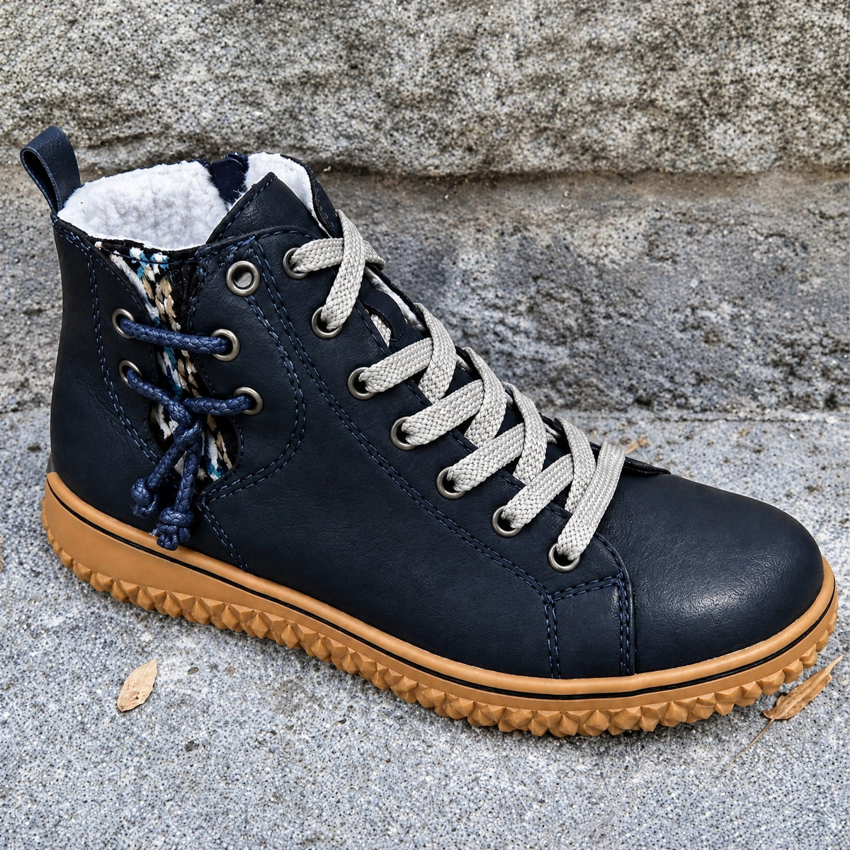 Emma - Women's Lace-Up Ankle Boots with Rope Lace Detail - Boots - Navy Blue - Parker&Brooks