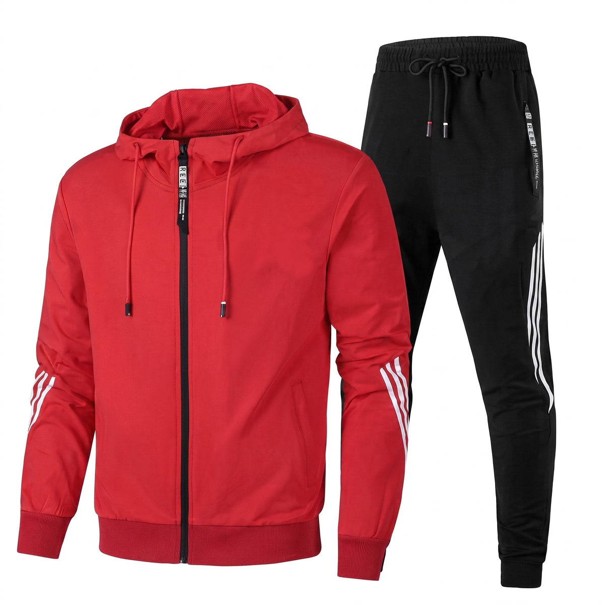Etienne - Men's Zip-Up Hoodie and Jogger Tracksuit Set - Outfit Sets - Red - Parker&Brooks