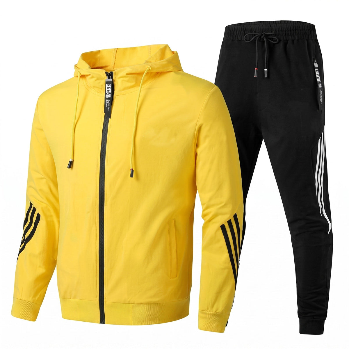 Etienne - Men's Zip-Up Hoodie and Jogger Tracksuit Set - Outfit Sets - Yellow - Parker&Brooks