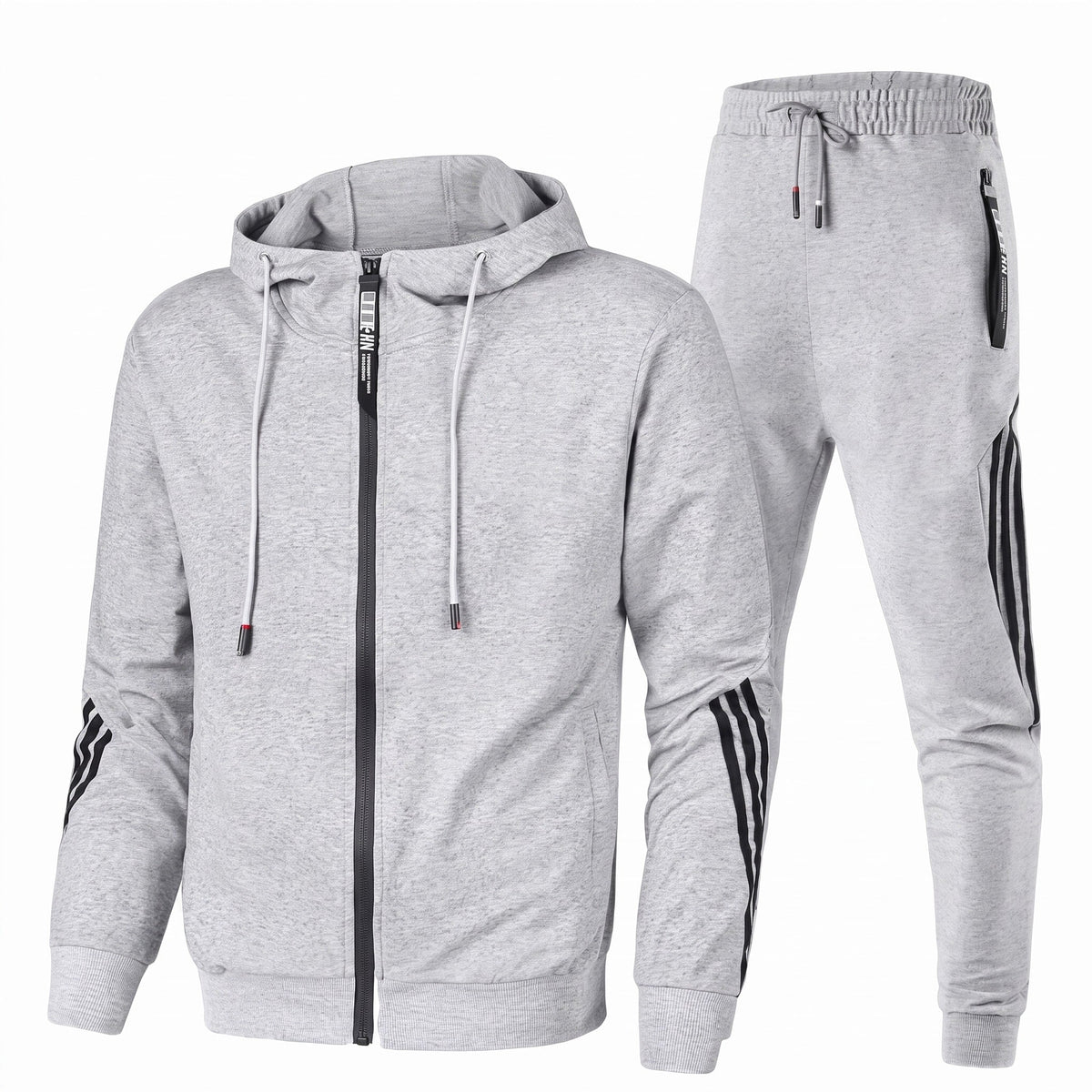 Etienne - Men's Zip-Up Hoodie and Jogger Tracksuit Set - Outfit Sets - Gray - Parker&Brooks