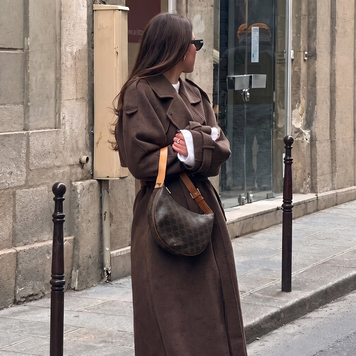 Évienne - Women's Double-Breasted Belted Longline Trench Coat - Trench Coats - Brown - Sarvento