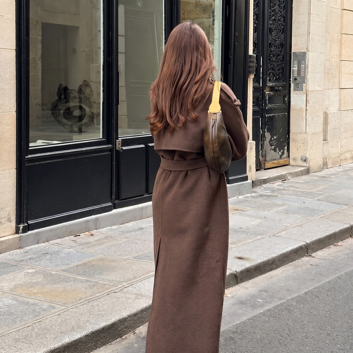 Évienne - Women's Double-Breasted Belted Longline Trench Coat - Trench Coats - Brown - Sarvento