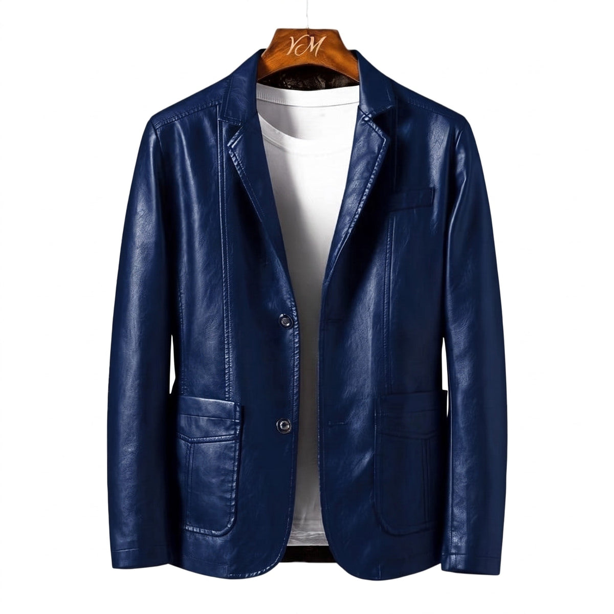 George - Men's Tailored Notch Lapel Blazer Jacket with Button Closure - Blazers - Blue - Parker&Brooks