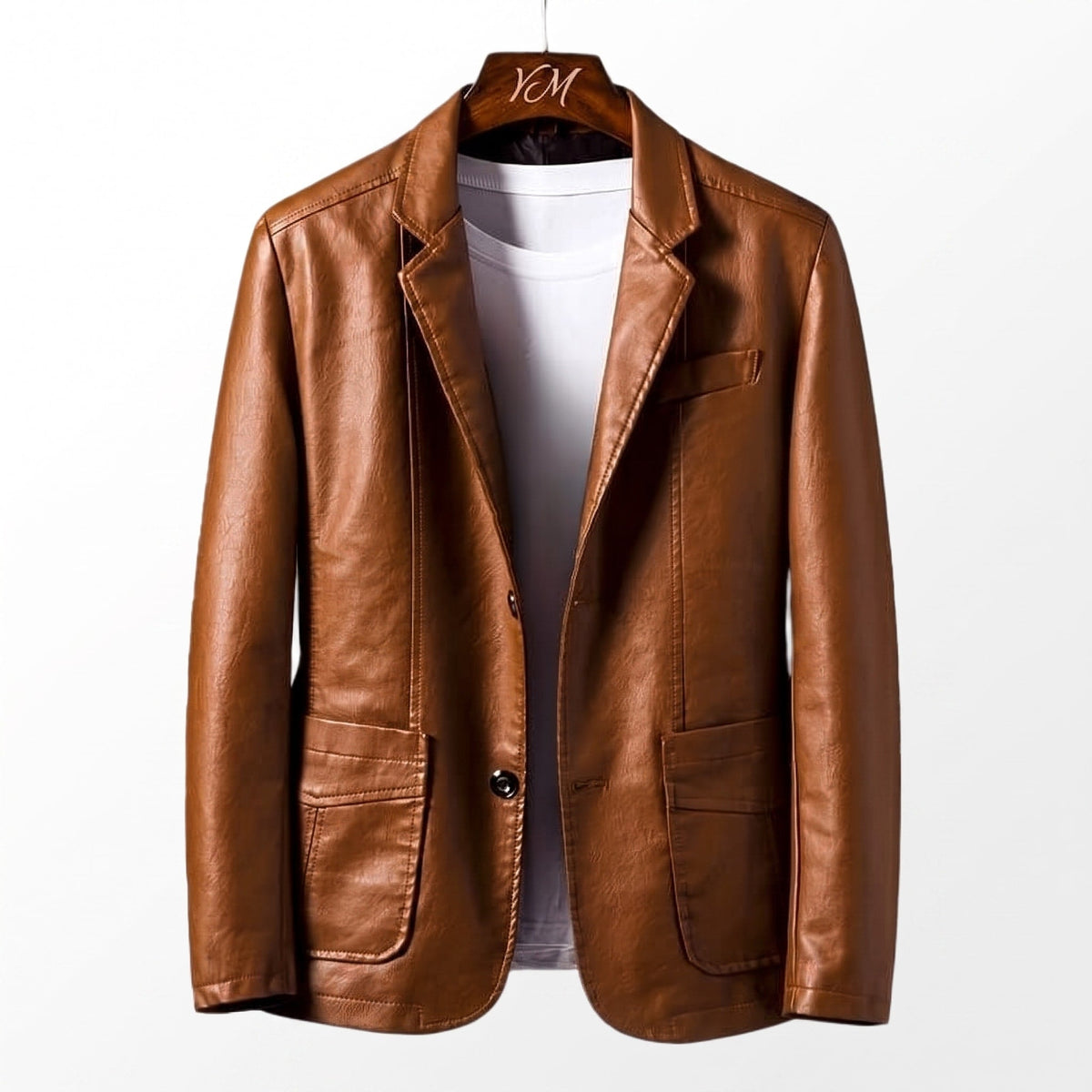 George - Men's Tailored Notch Lapel Blazer Jacket with Button Closure - Blazers - Brown - Parker&Brooks