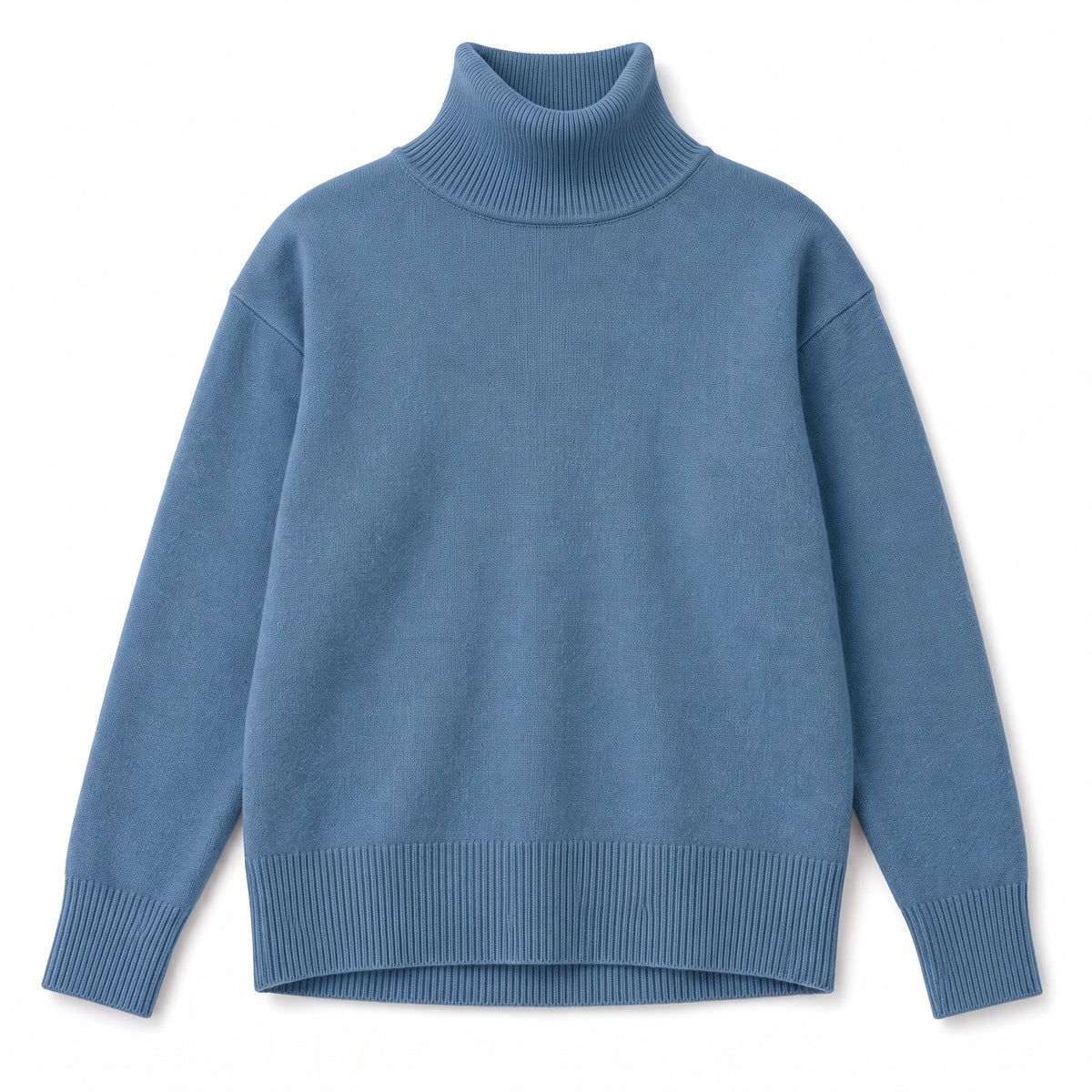 Isabella - Women's Oversized High-Neck Knit Sweater with Ribbed Cuffs - Sweaters - Light Blue - Parker&Brooks