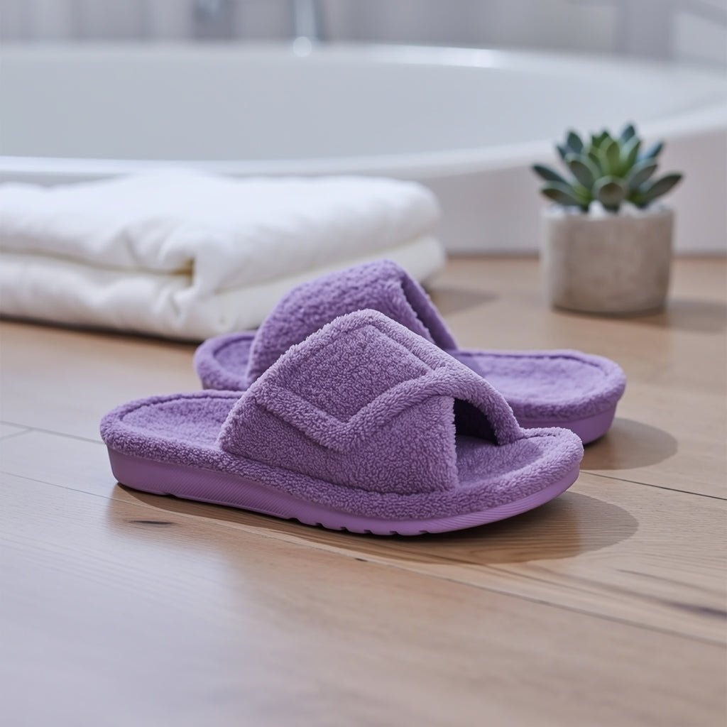 Isabelle - Women's Orthopedic Slide Slippers with Adjustable Strap Closure - Slippers - Purple - Sarvento