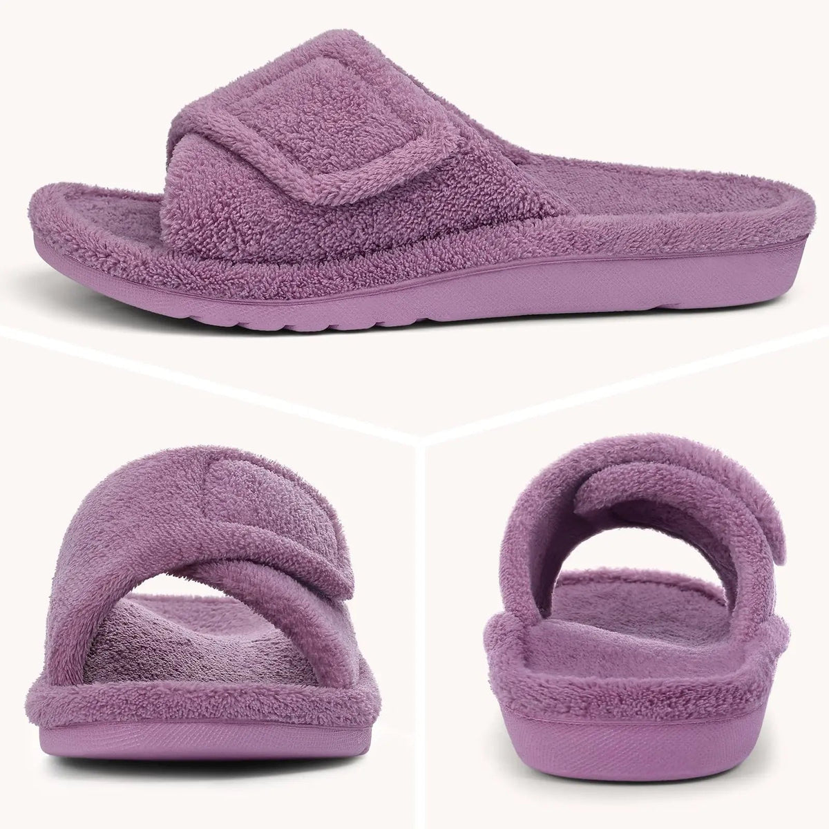 Isabelle - Women's Orthopedic Slide Slippers with Adjustable Strap Closure - Slippers - Purple - Sarvento