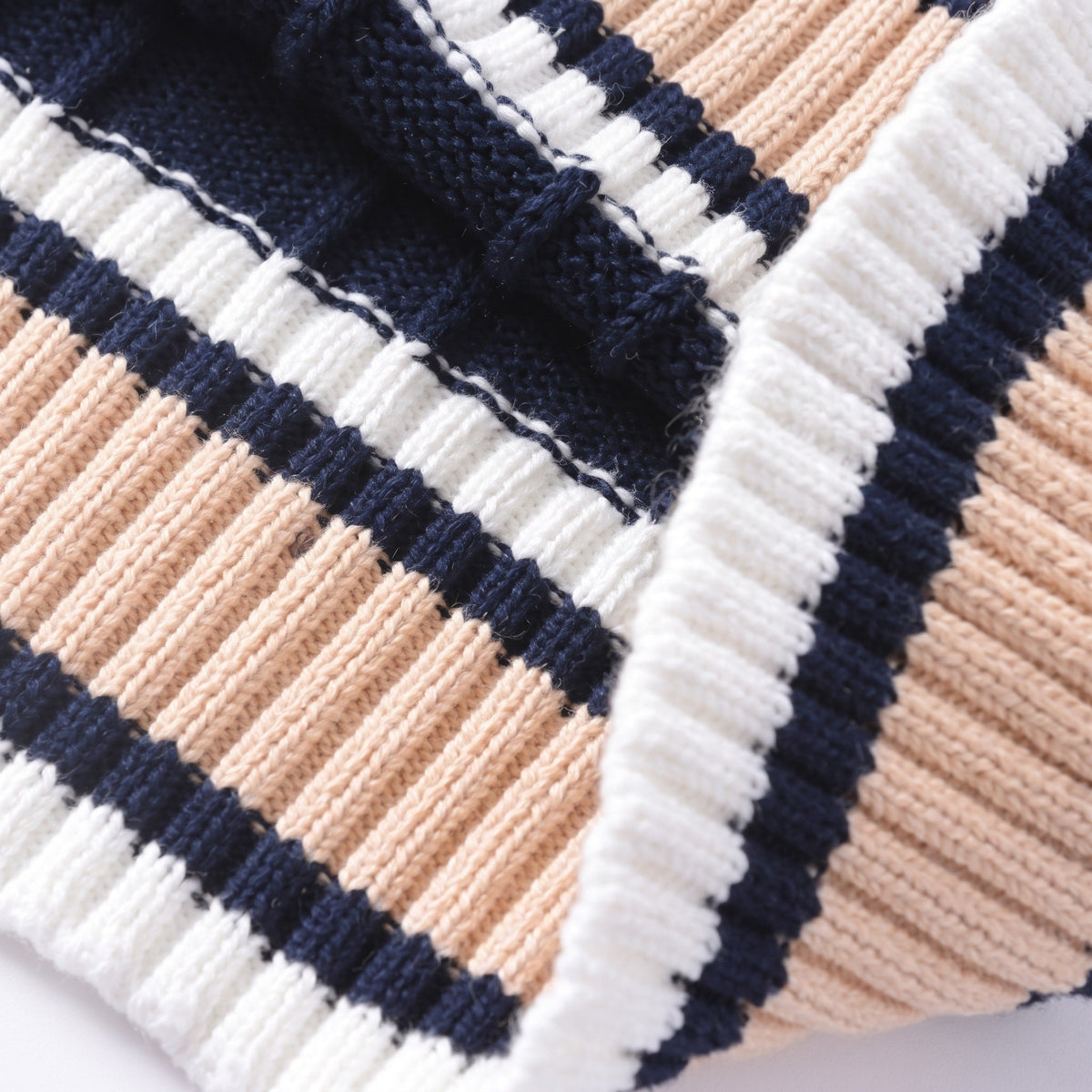 James - Men's Cotton Waist-Length Cricket Striped Sweater Vest - Sweaters - Blue - Sarvento