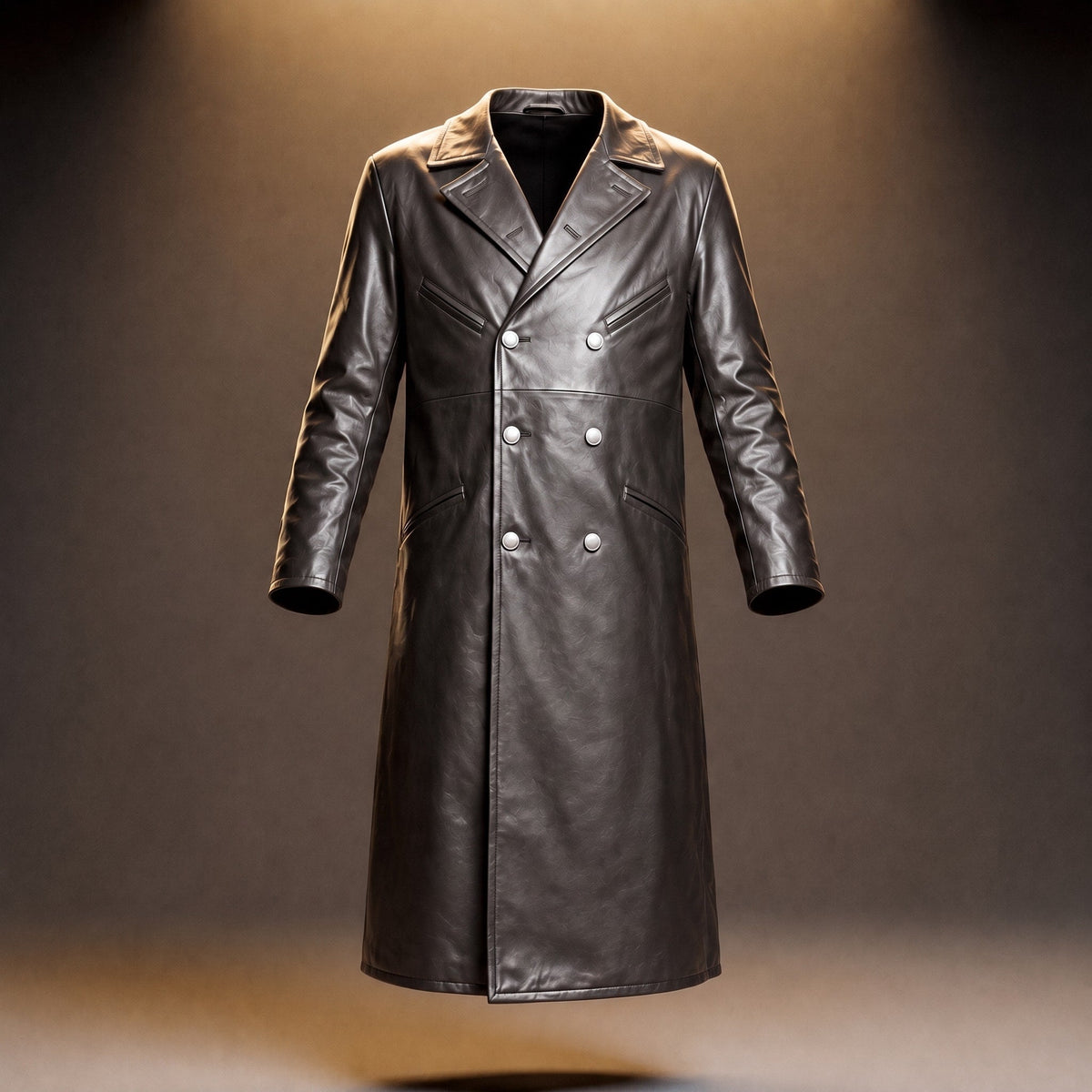 James - Men's Double-Breasted Long Overcoat with Wide Lapels - Trench Coats - Gray - Parker&Brooks