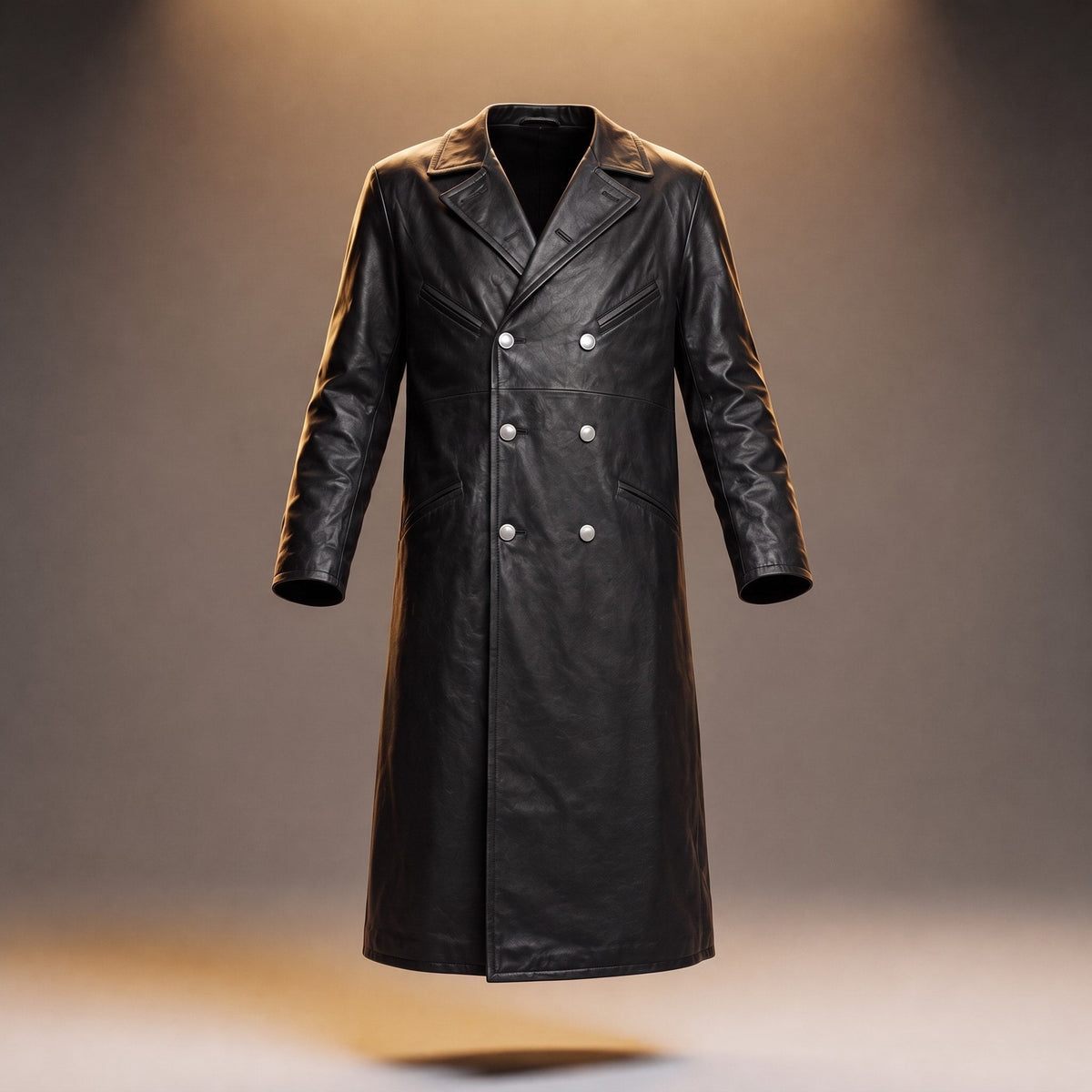 James - Men's Double-Breasted Long Overcoat with Wide Lapels - Trench Coats - Black - Parker&Brooks