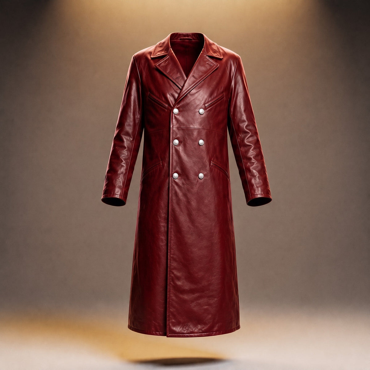 James - Men's Double-Breasted Long Overcoat with Wide Lapels - Trench Coats - Red - Parker&Brooks