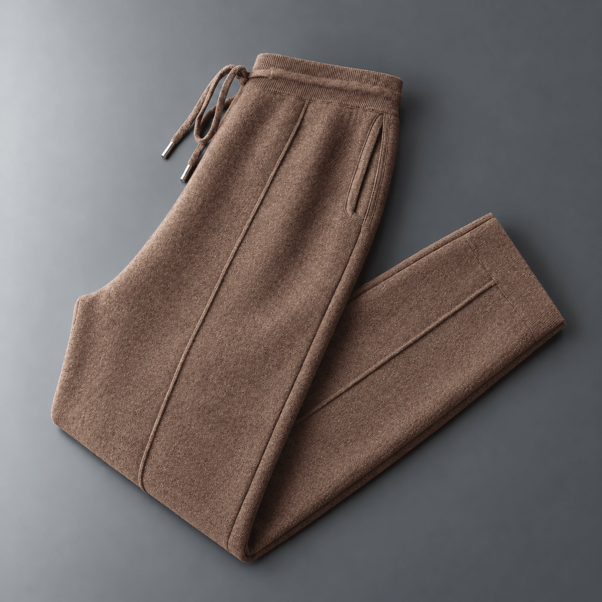 James - Men's Drawstring Jogger Sweatpants with Tapered Ankle Cuffs - Joggers - Brown - Sarvento