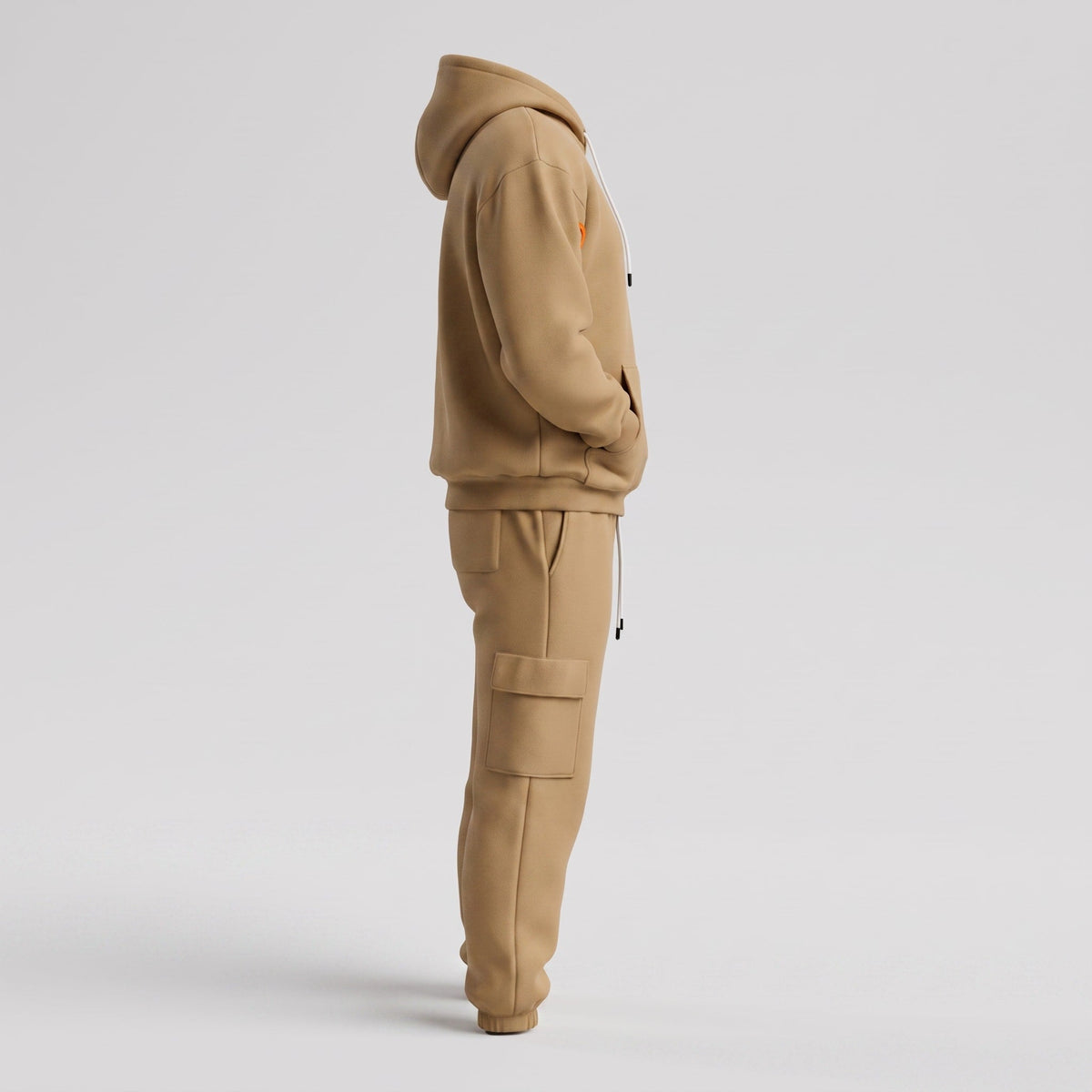 James - Men's Half-Zip Hoodie and Cargo Jogger Two-Piece Tracksuit Set - Outfit Sets - Khaki - Parker&Brooks