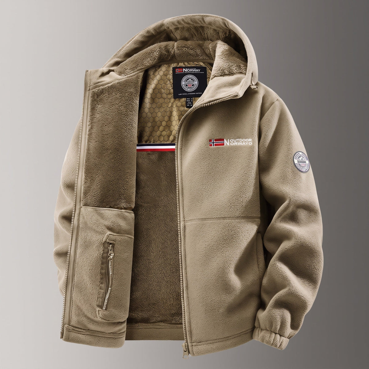 James - Men's Hooded Winter Jacket with Fleece Lining and Inner Pockets - Coats & Jackets - Khaki - Sarvento