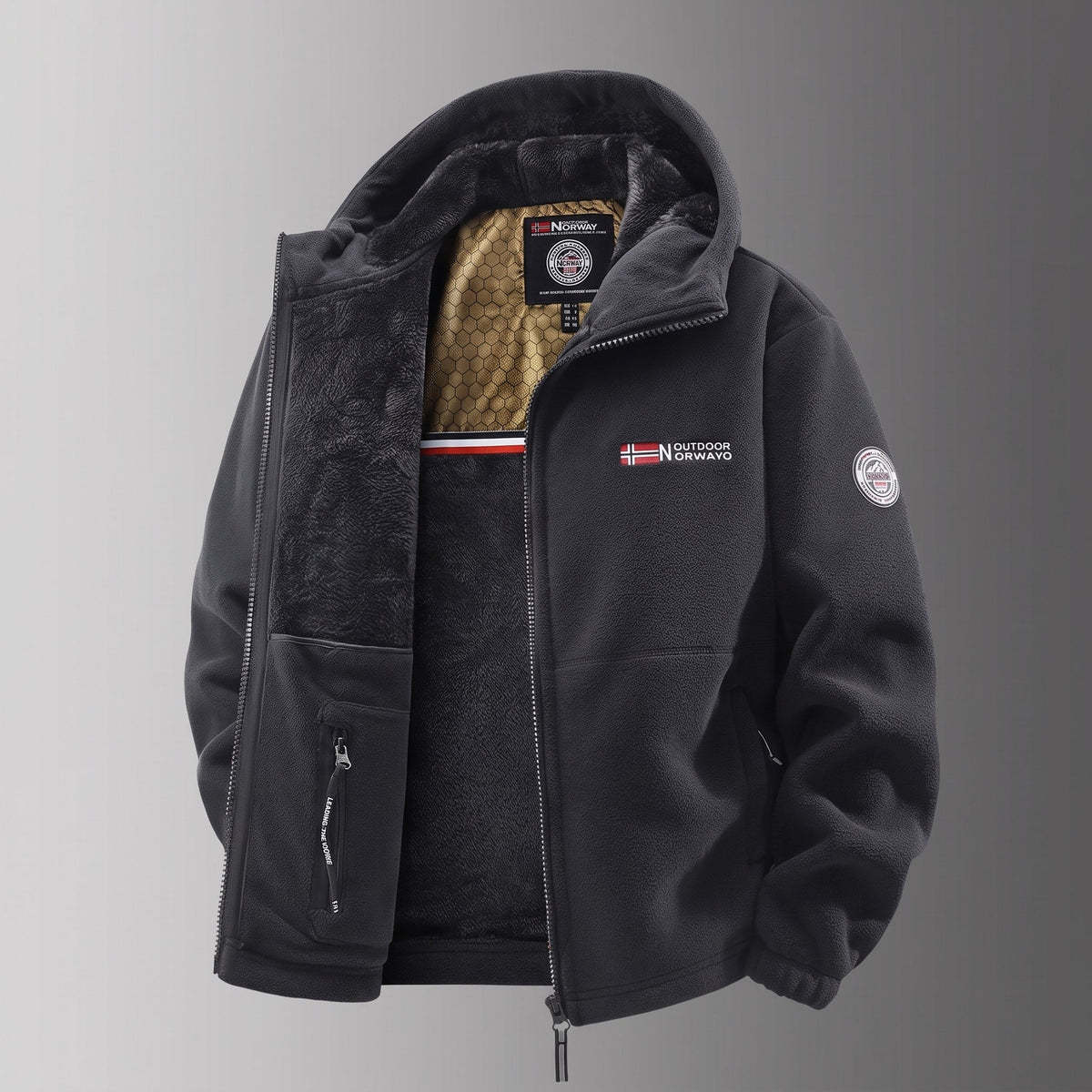 James - Men's Hooded Winter Jacket with Fleece Lining and Inner Pockets - Coats & Jackets - Black - Sarvento