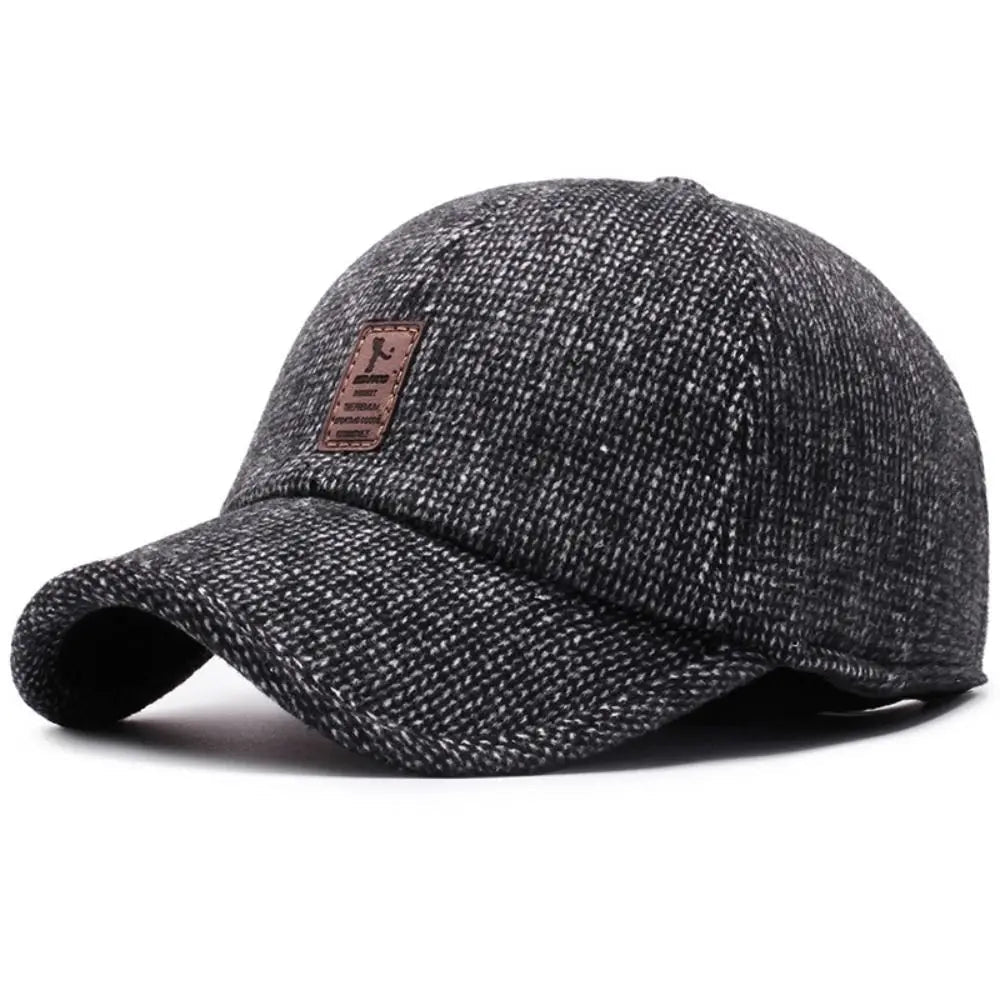 James - Men's Knit Baseball Cap with Ear Flaps and Adjustable Strap - Baseball Cap - Gray - Sarvento