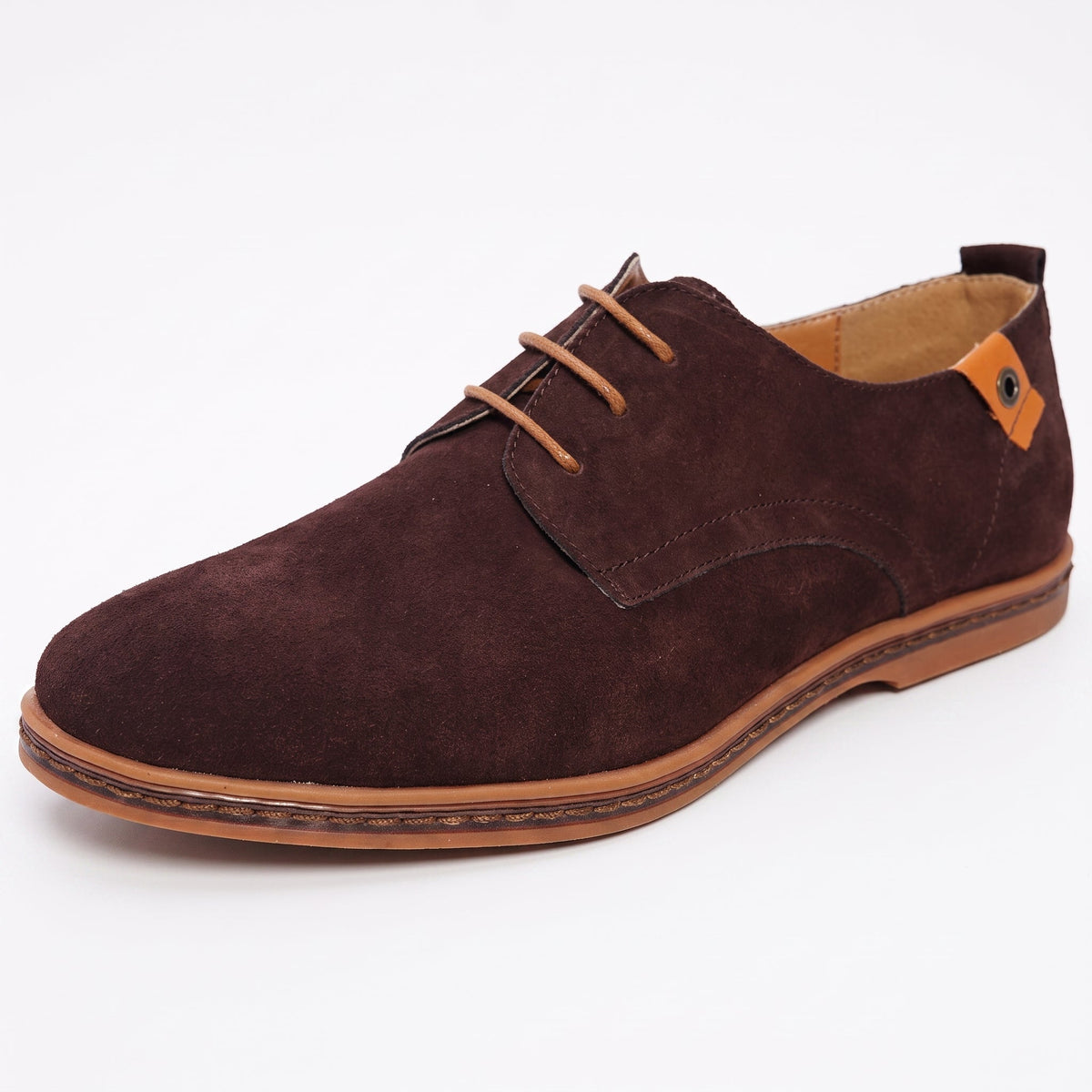 James - Men's Lace-Up Derby Shoes with Textured Suede-Look Finish - Shoes - Brown - Parker&Brooks