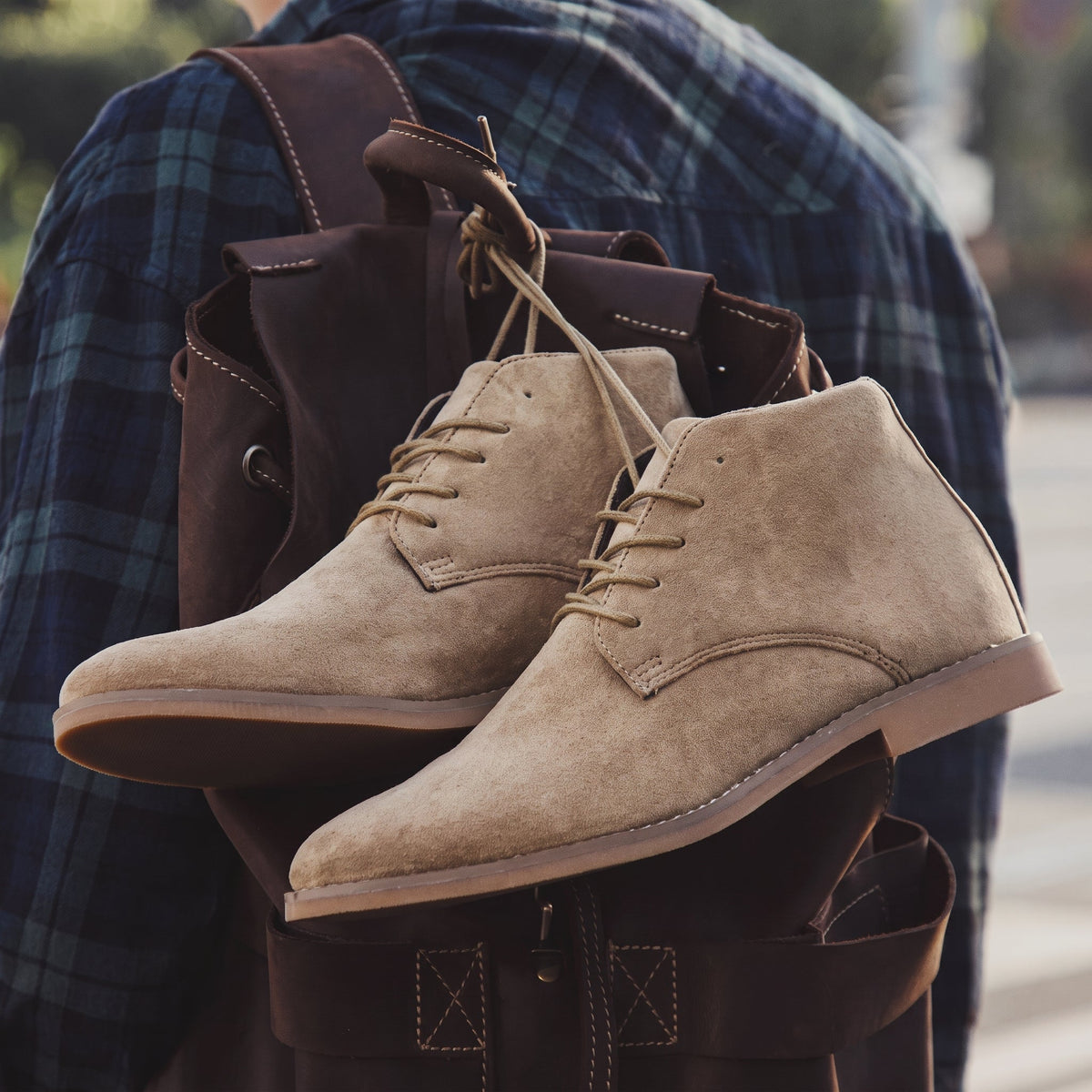 James - Men's Lace-Up Suede-Look Chukka Boots - Boots - Khaki - Parker&Brooks