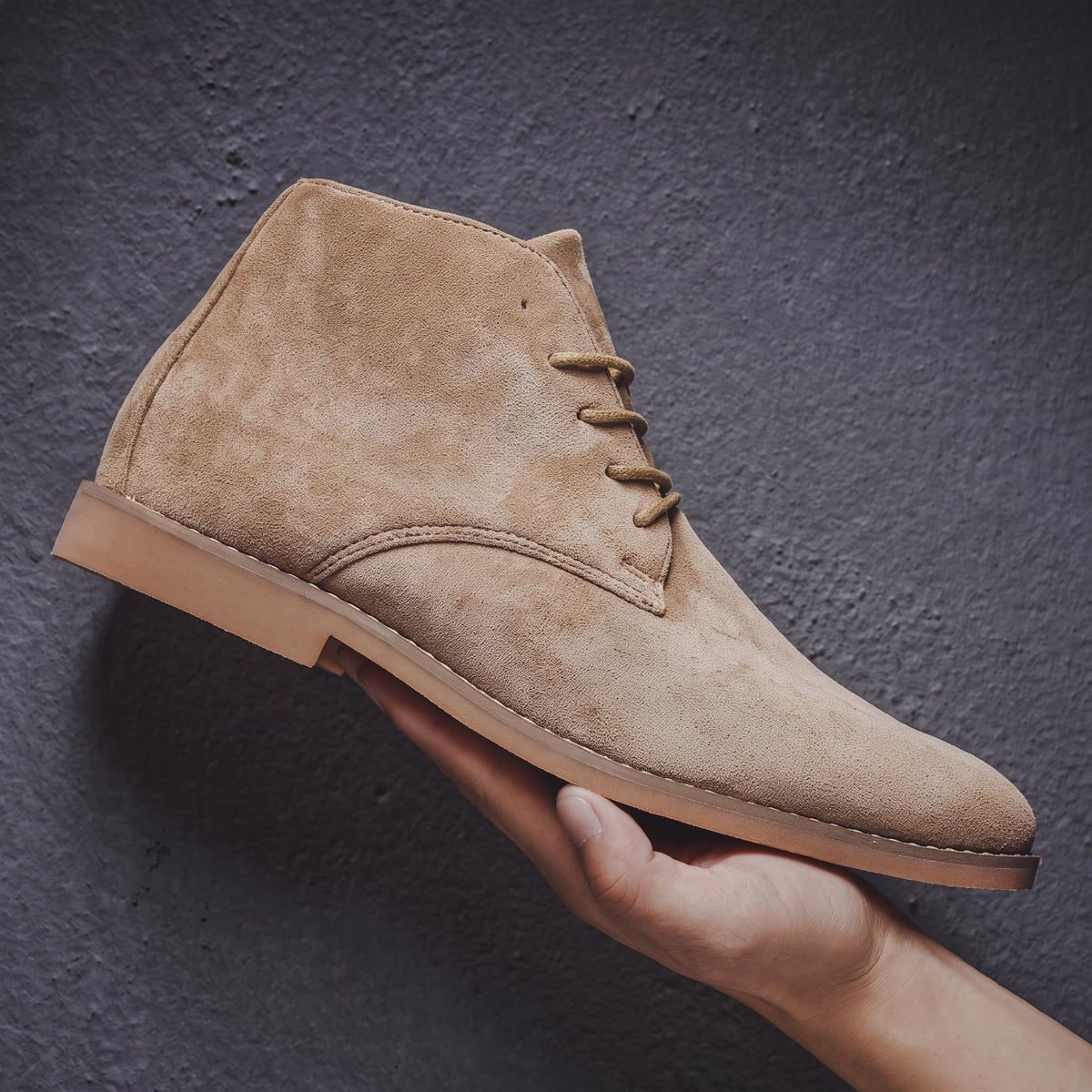 James - Men's Lace-Up Suede-Look Chukka Boots - Boots - Khaki - Parker&Brooks