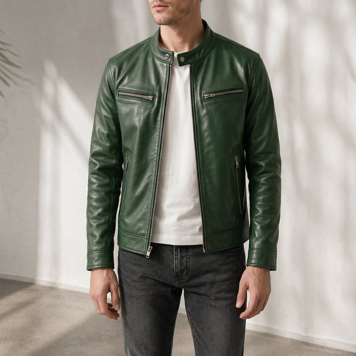 James - Men's Outer Jacket with Zip Pockets - Sport Jackets - Green - Parker&Brooks