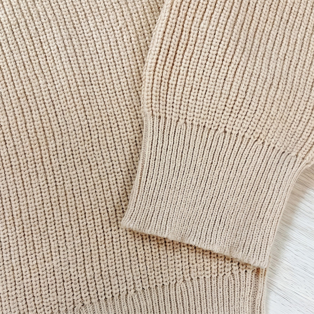 James - Men's Ribbed Quarter-Zip Sweater with Collared Neck - Sweaters - Beige - Sarvento