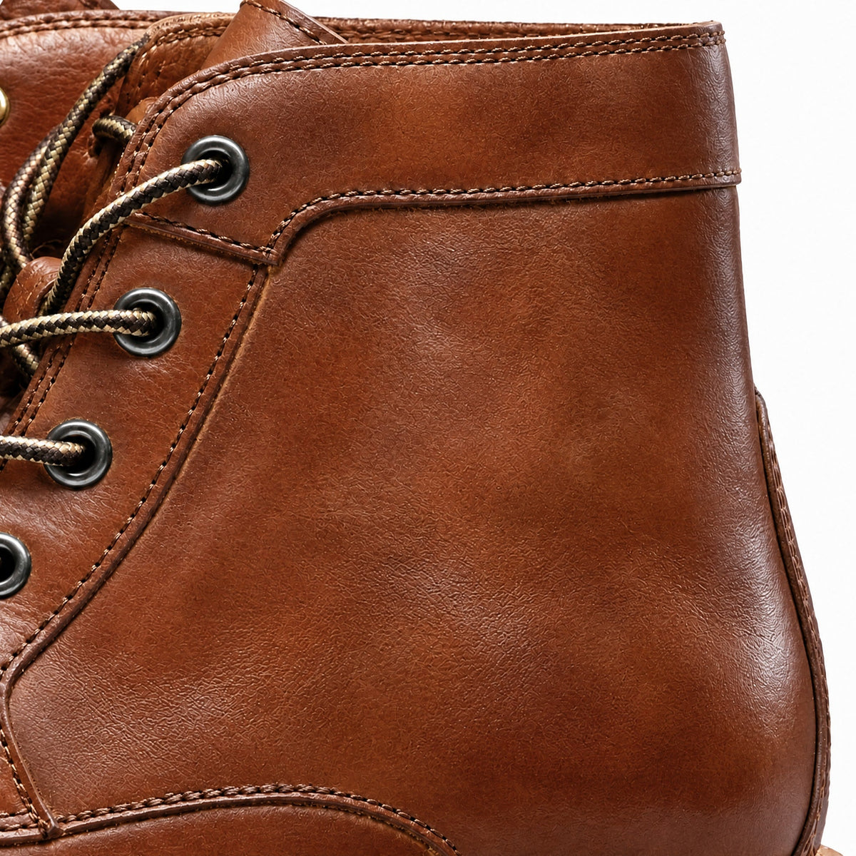 Jasper - Men's Cap Toe Lace-Up Ankle Boots with Leather Look - Boots - Brown - Parker&Brooks