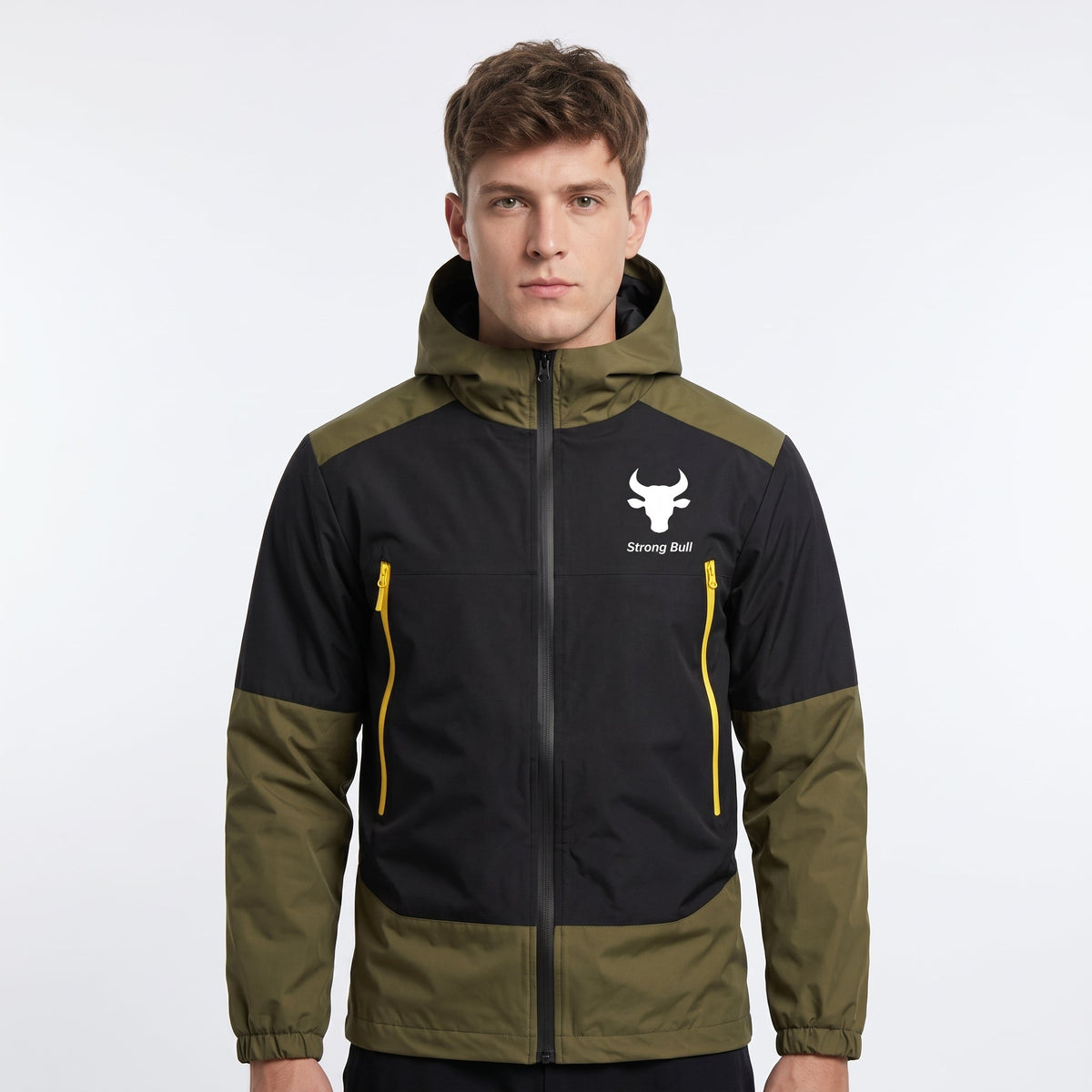 Jonas - Men's Hooded Colorblock Windbreaker Jacket with Zip Pockets - Sport Jackets - Green - Sarvento