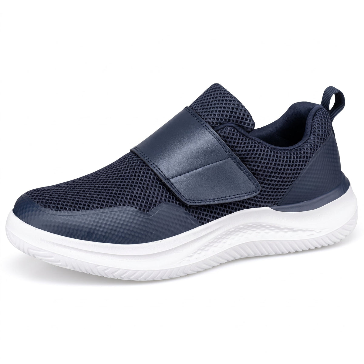 Jonas - Men's Orthopedic Wide Fit Sneakers with Adjustable Velcro Strap - Sneakers - Blue - Parker&Brooks