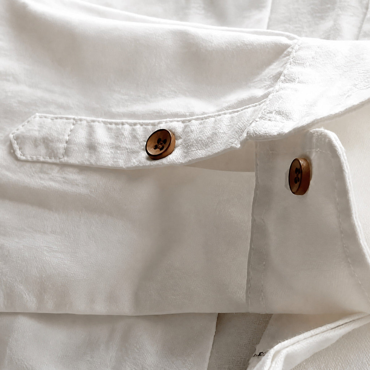 Julian - Men's Stand Collar Button-Down Shirt with Roll-Up Sleeves - Shirts - White - Parker&Brooks