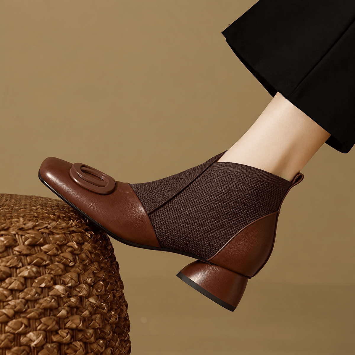 Katharina - Women's Orthopedic Ankle Boots with Elastic Gusset and Buckle Strap - Boots - Brown - Sarvento
